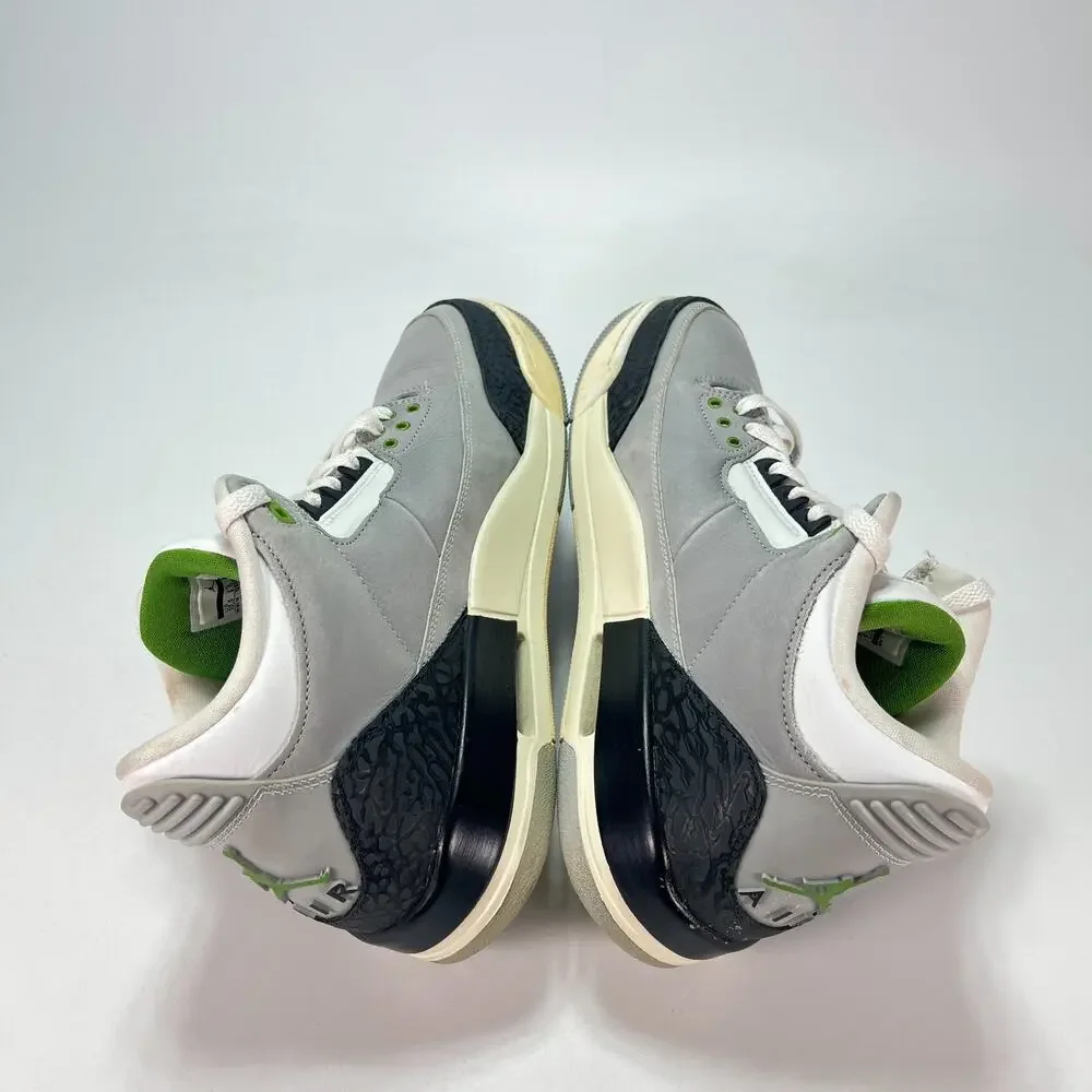 Air Jordan 3 Retro Chlorophyll Gray Black Retro Sneakers 136064-006 Mens Sz 10.5